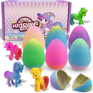 6 Pack Dinosaur & Unicorn Hatching Surprise Eggs Capsules, Dinosaur Eggs Set, Dinosaur Unicorn Toys for Boys Girls, Children's Day Birthday Gifts, Summer Outdoor Play, Birthday Party Favors for Kids Summer Gift