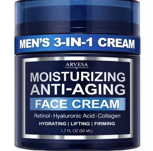 Mens Face Moisturizer Cream - Anti Aging Cream with Retinol, Collagen & Hyaluronic Acid Lightweight After Shave Lotion for Men - Hydrating, Firming & Wrinkle Repair - Day & Night Facial Men Skin Care