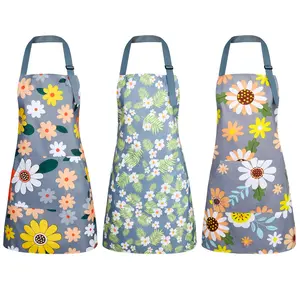 3 Pack Women’s Floral Aprons – Waterproof & Adjustable, with Pockets – Ideal for Cooking, Baking, Gardening – Blooming Design, Easy to Clean