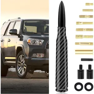 Car Bullet Antenna with 9PCS Screws,Carbon Fiber Antenna Topper Automotive Exterior Accessories Compatible with Chevrolet Ford GMC Dodge Jeep Toyota Cadillac,Fit for Car Truck SUV