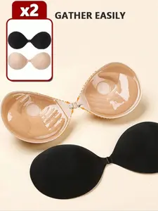 2 Pairs Invisible Strapless Gel Bras, Women, Medium, 3cm Thick Push-Up, Self-Adhesive Nipple Covers, Suitable for Small Busts, Wedding Dresses, Underwear, Womenswear, Style