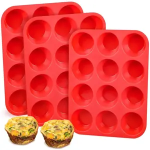 Silicone Mini Muffin Pan, Non-Stick 12-Cup Cake Mold, Nonstick Cupcake Pans, Bakeware, Perfect for Baking Cupcakes, Tartlets, Bread & Egg Snacks