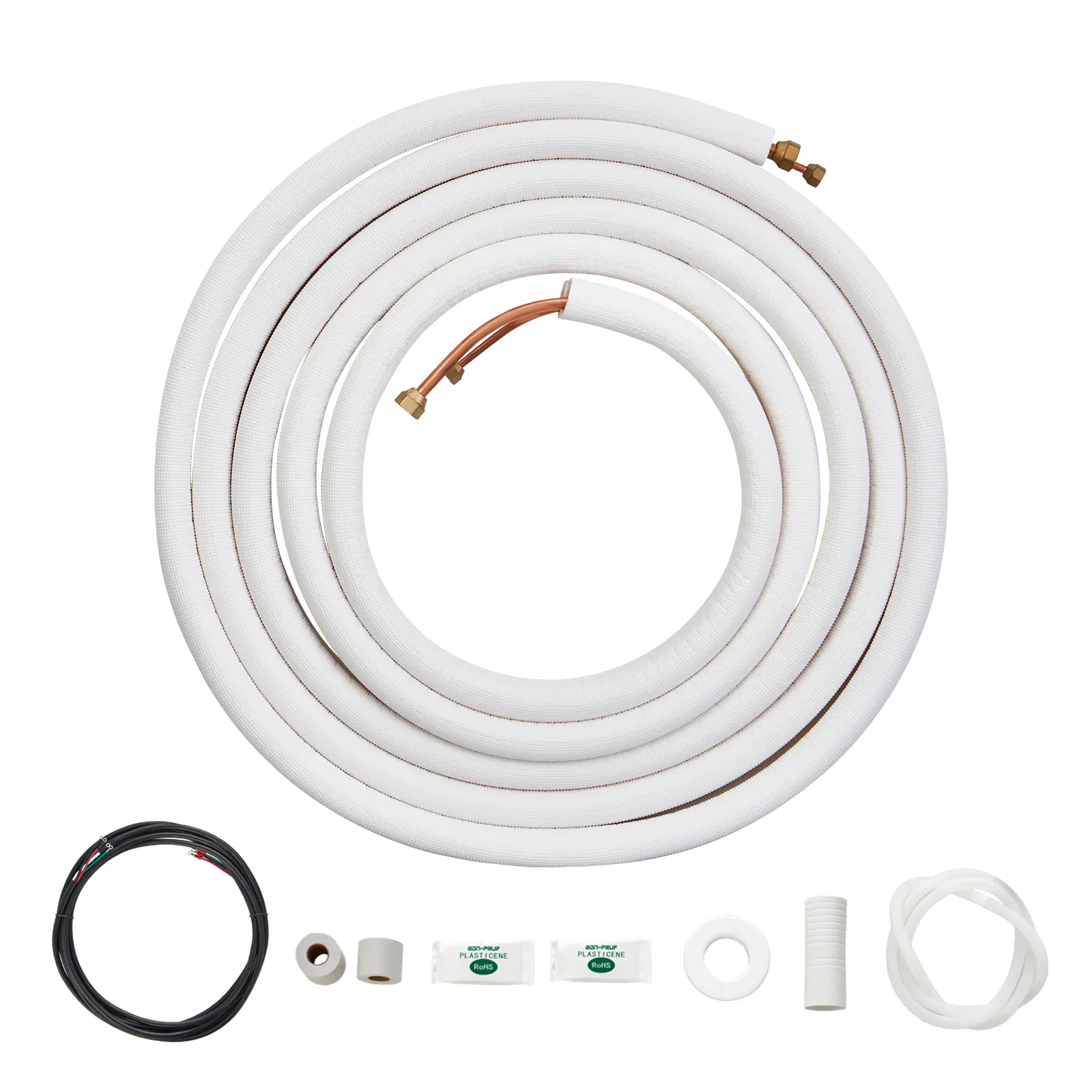 【Summerfinds】VEVOR 25FT Mini Split Line Set with Flexible Hose Extension - 1/4" & 3/8" O.D Copper Pipes Tubing, Triple-Layer Insulation, High Pressure Hose for HVAC AC/Heating Pump, 27ft Connection Cable & Rich Accessories