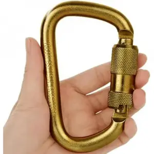Heavy Duty Alloy Steel Auto-Locking Climbing Carabiner - 45KN Twist Lock Carabiner for Rock and Tree Climbing, Quick Release, Rescue, and Mountaineering.ANAB Certified, Large, Gold