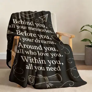2026 New Arrivals 1pc Graduation Gift for Her Black Flannel Blanket with Inspirational Doctoral Degree Design, Perfect for Sofa Or Bed, Machine Washable, Ideal for Husbands, Wives, And Fathers, Graduation Party