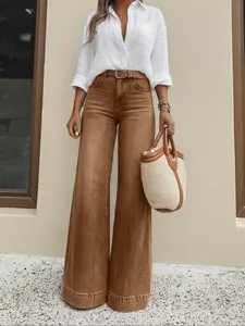 Women's Loose Fit Straight Leg Denim Jeans with Pockets, Comfortable and Fashionable, Perfect for Daily Wear, Versatile Casual Style