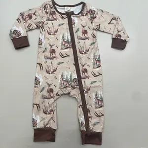 baby boy clothes deer hunting romper sleep wear newborn baby hunting zipper romper gift one-piececs baby  onesie