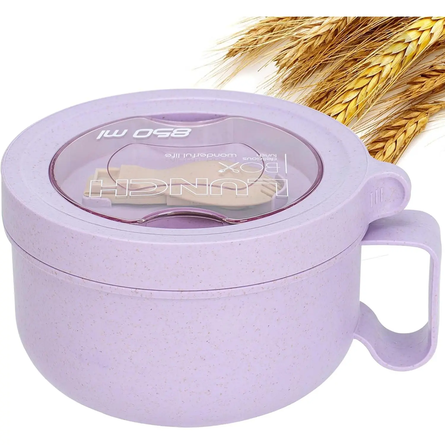 Unbreakable Microwave Soup Mugs with Lids and Handles,Microwave Ramen Bowl with Lid for Soup and Instant Noodles,Oatmeal, Gumbo, Salad, (Lavender Purple)