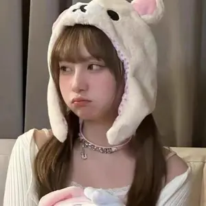 Kawaii Rilakkuma Korilakkuma Bear Ushanka Hat Cute Winter Hat For Women Girls Boys Kids Cartoon Anime Cap Gorras Gifts