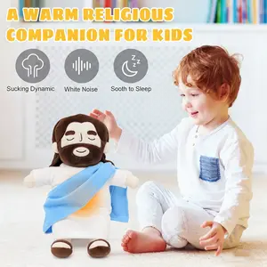 Talking Jesus Plush Toy with Glow, Resurrection of Jesus Speaks Bible Verses Story Songs, Jesus Stuffed Doll with Greeting Card, Plushie Suitable for Easter Christmas Baptism Gift,summervibes bear teddy