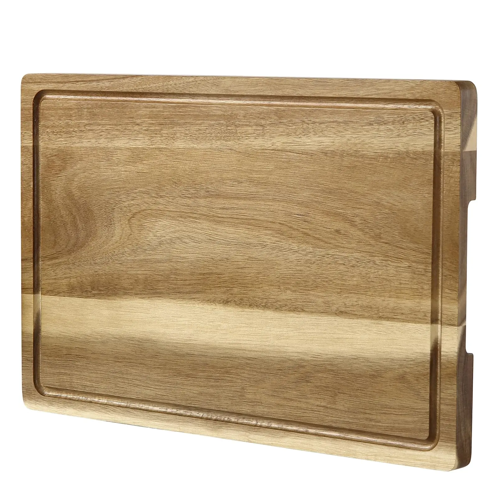 Large Acacia Wood Cutting Boards for Kitchen, 18 x 12 Inch Large Wooden Cutting Board with Juice Groove, Reversible Butcher Block Cutting Board for Meat and Veggies