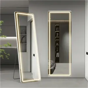 64"x21" LED Full Length Mirror with Aluminum Frame and Polished Glass for Bedroom