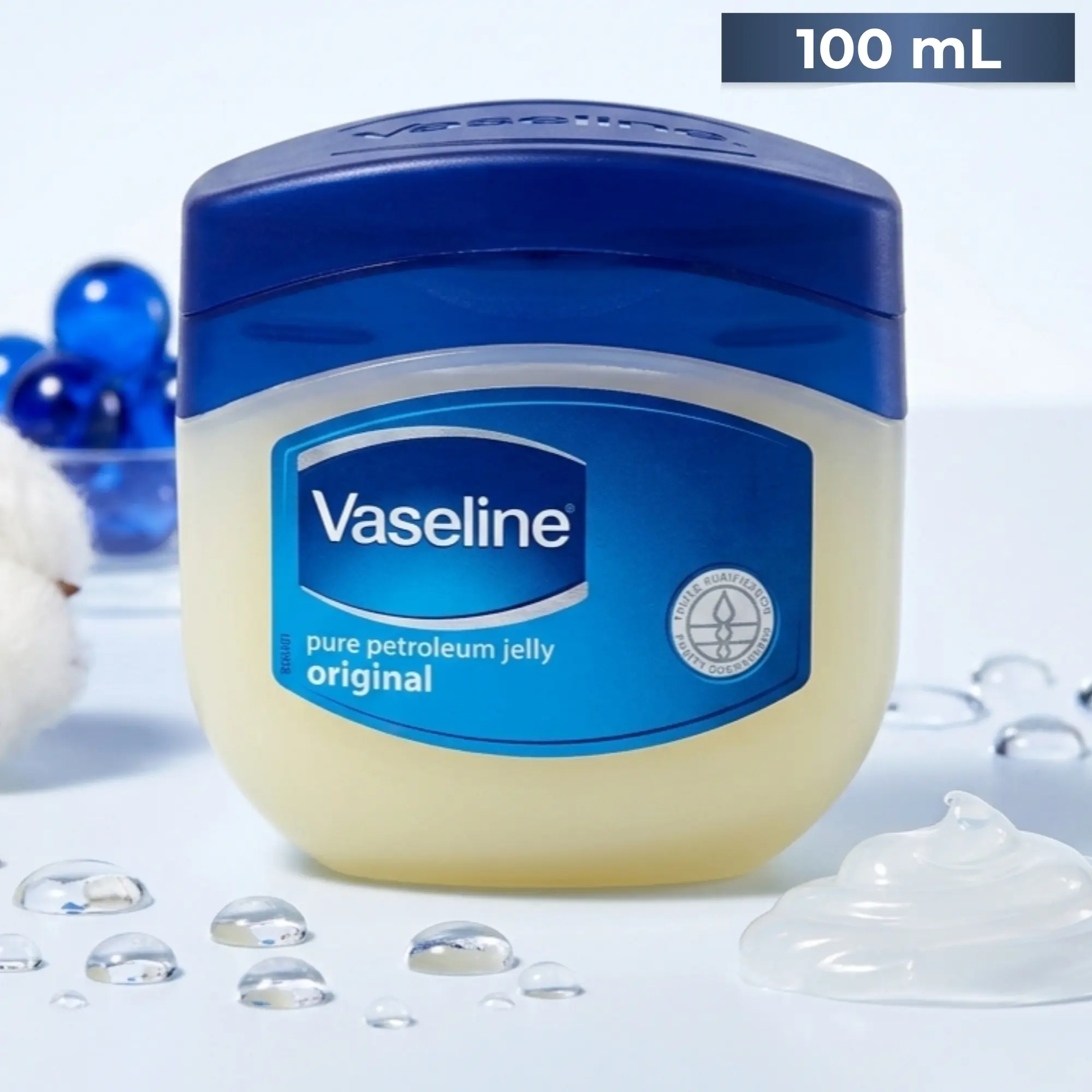 Vaseline Original Pure Petroleum Jelly (100mL/3.4oz) - Triple-Purified Skin Protectant, Rich Conditioning Body Moisturizer for Deep Hydration