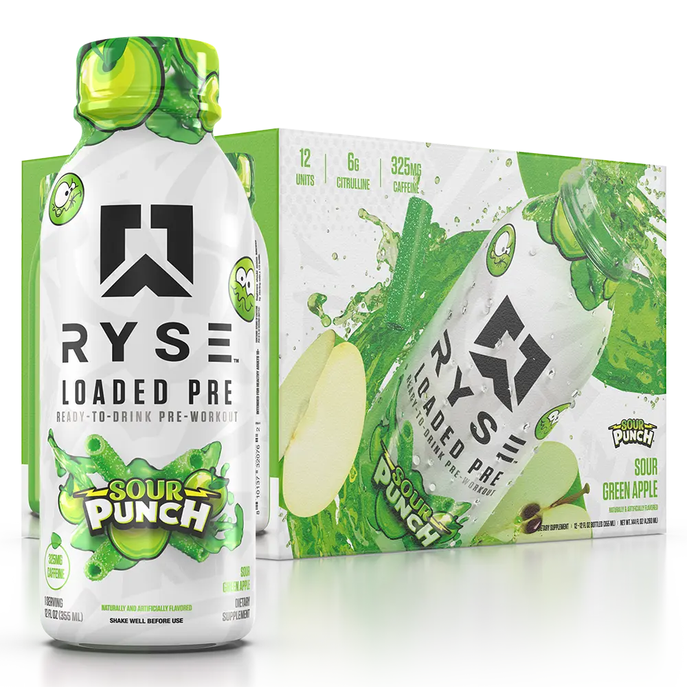 RYSE Loaded Pre Workout Drink - Sugar-Free, Ready to Drink Energy Supplement with 325mg Caffeine for Focus & Pump - 12 fl oz (Pack of 12)