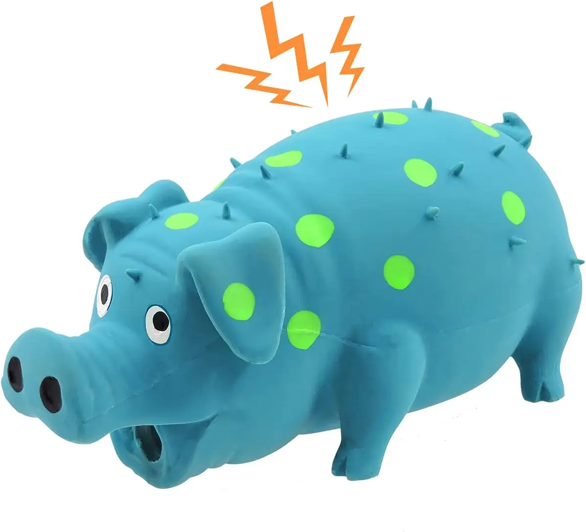 Squeaky , Dots Latex   Toys with a Oinks Sound Squeaker Grunting Pig   Durable Self Play 8" Dogs Squeeze  for  Biting Chasing to  Boring Time (Blue)