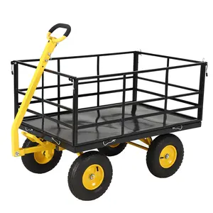 [fathers day gift]1400 LB Garden Wagon Cart with 13 in All Terrain Tires, 3-in-1 Yard Wagon Cart with Removable Side Panels, Heavy Duty Outdoor Metal Utility Wagon Yard Trailer for Outdoor Lawn, Yard, Backyard
