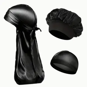 3-Piece Set Men Women Wave Curl Hair Towel Wrap, Smooth Satin Luxury Durag Headscarf, Premium Quality, Soft & Durable