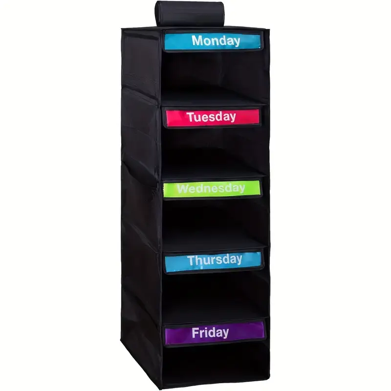 CozyRepublic|5-Tier Teen Clothing Organizer,Door Organizer, with Colorful Hanging Storage Bags Durable Nylon Wall Hanger for Bedroom School Dorm Wardrobe Organize Clothes Pants Underwear Socks and Bags Closet Organizer and Storage
