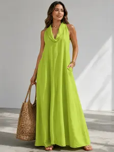 French-Style Minimalist, Relaxed-Fit Maxi Dress | Summer Vacation-Inspired Flowing Sleeveless Dress | A Goddess-Like Dress That Flatters Your Complexion and Slimming Silhouette