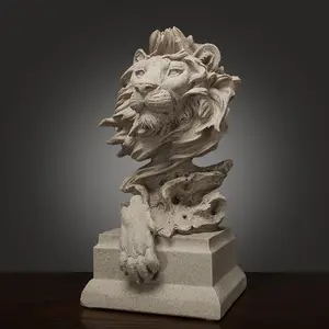 Elegant Resin Carved Lion Figurine, Vintage European Style Decorative Sculpture, Large Living Room & Study Decoration