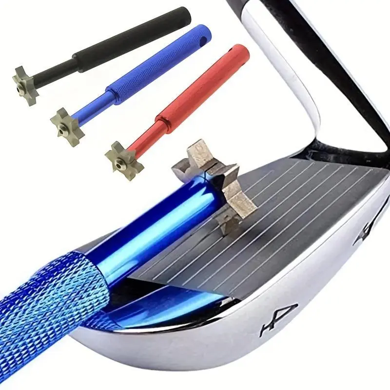 1pc Premium 6 Interchangeable Heads Golf Club Groove Sharpener And Cleaner Set With Protective Pouch Golf Accessories - Improve Your Game