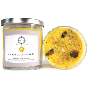 Solar Plexus Soy Chakra Candle with Crystals, Herbs & Essential Oils | Art Of The Root