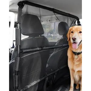 Father's Day Gift VEVOR Dog Car Barrier, 50" Wide Car Divider for Front Seats Installation, Vehicle Pet Barrier with See Through Net Mesh, Universal-Fit Dog Car Barrier for Mid-Sized Sedans, Trucks, and SUVs, Black