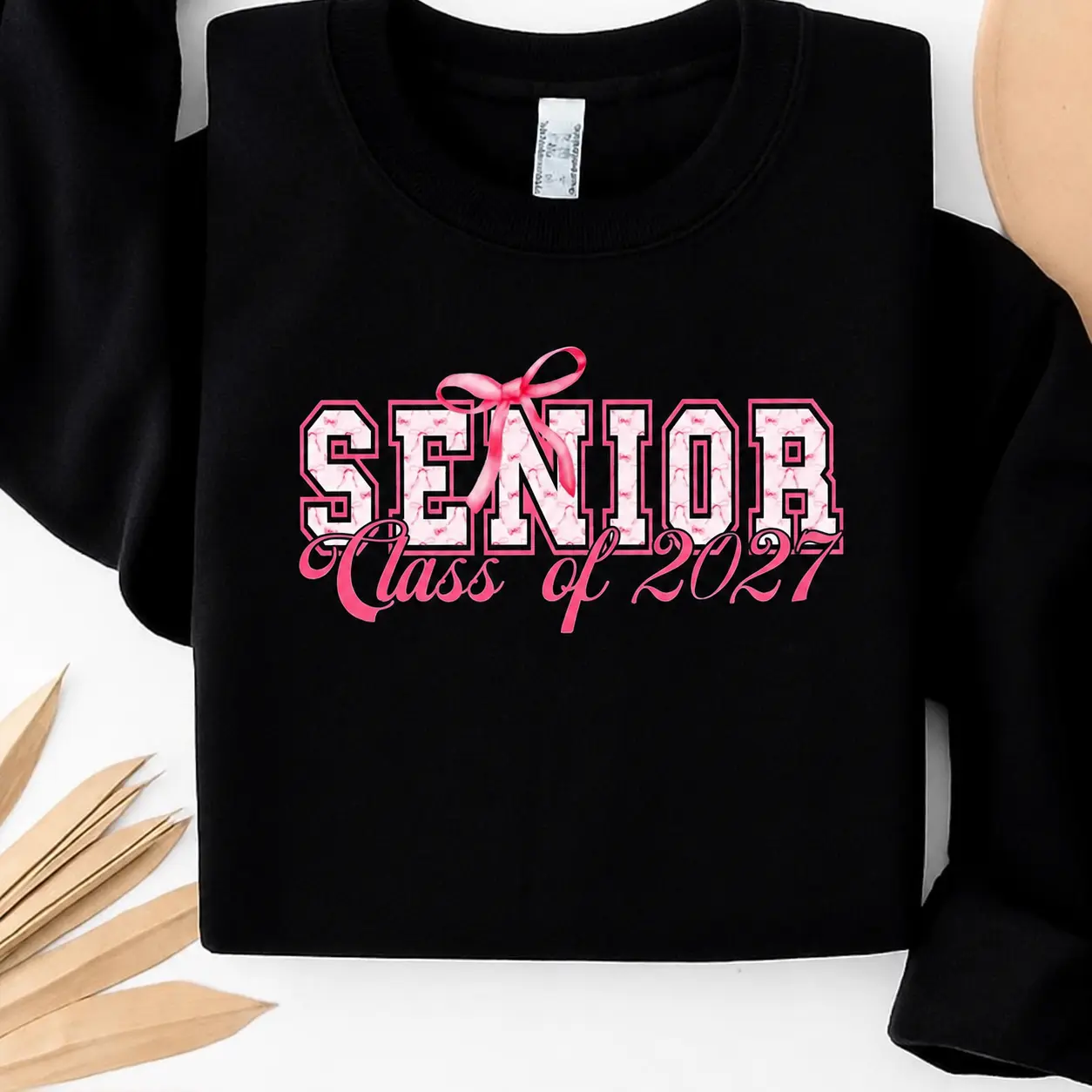 Senior Class of 2027 Sweatshirt - Cute Pink Bow Graduation Pullover - Cozy Unisex Senior Year Gift for High School & College Students - 100% Cotton for Dark Heather & Heather Colors - Soft & Comfy First-Rate Shirts