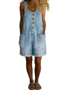 Women's Y2K Baggy Overalls, Plus Size Washed Denim-Look Jumpsuit, 90s Retro Streetwear Outfits