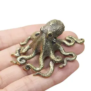 Mini Octopus Brass Artistic Decorative Figurine, Desktop Ornament, Home Craft Decoration, Tea Pet Accessory, Gift Handle Decoration