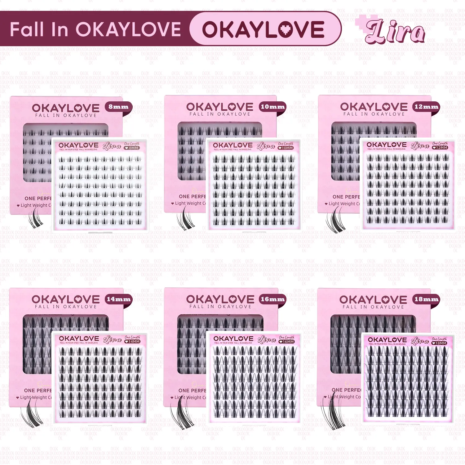 OKAYLOVE Lira Lash Clusters,One Size Eyelashes Clusters for Lira 8/ 10/ 12/ 14/ 16/ 18MM Soft Cluster Eyelash Extensions, DIY Eyelash at home Easily, Natural Makeup Girl Gifts