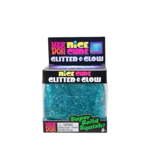 NeeDoh Nice Cube Glitter & Glow Squeeze Toy Ultra-Soft Squishy Stress Relief Ice Cube Block for Sensory Play Anxiety Relief Sparkly Shimmer Nighttime Glow