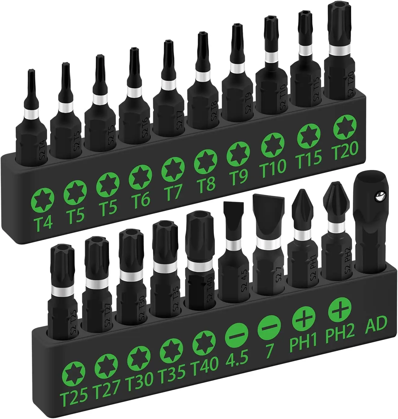 20 count Tamper Resistant  Bit Set,Torx Bit Set, Impact Grade  Torx Bits Set,1/4-inch Hex Shank, S2 Alloy Steel, T4-T40