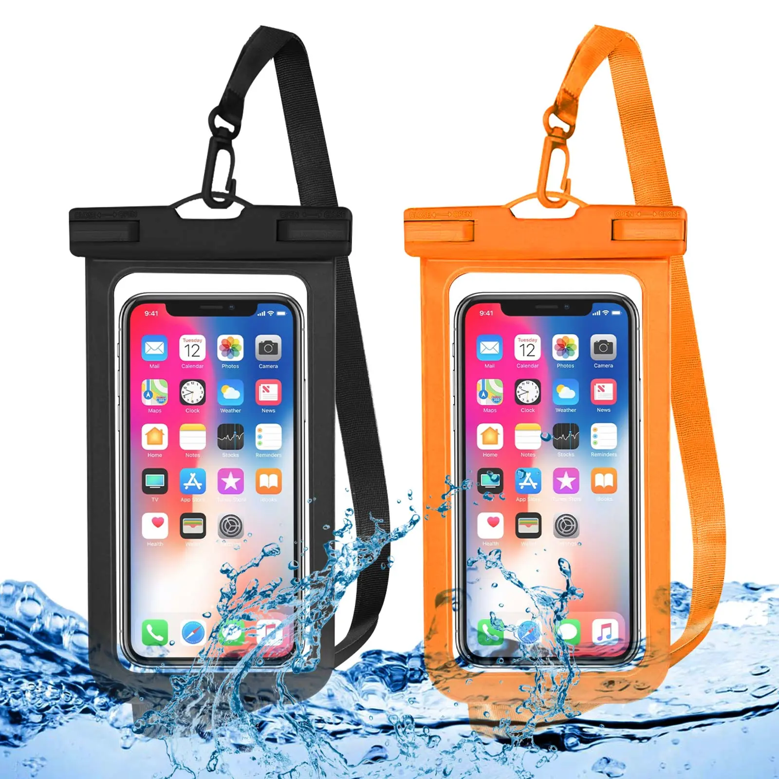 Waterproof Phone Pouch, 2 Counts Clear Waterproof Cell Phone Case with Lanyard for iPhone 15/14/13 Pro Max/Plus and Galaxy S22/S23, Fits Phones up to 7 Inches, Essential Waterproof Dry Bags for Outdoor Beach Swimming Diving, Boating Accessories