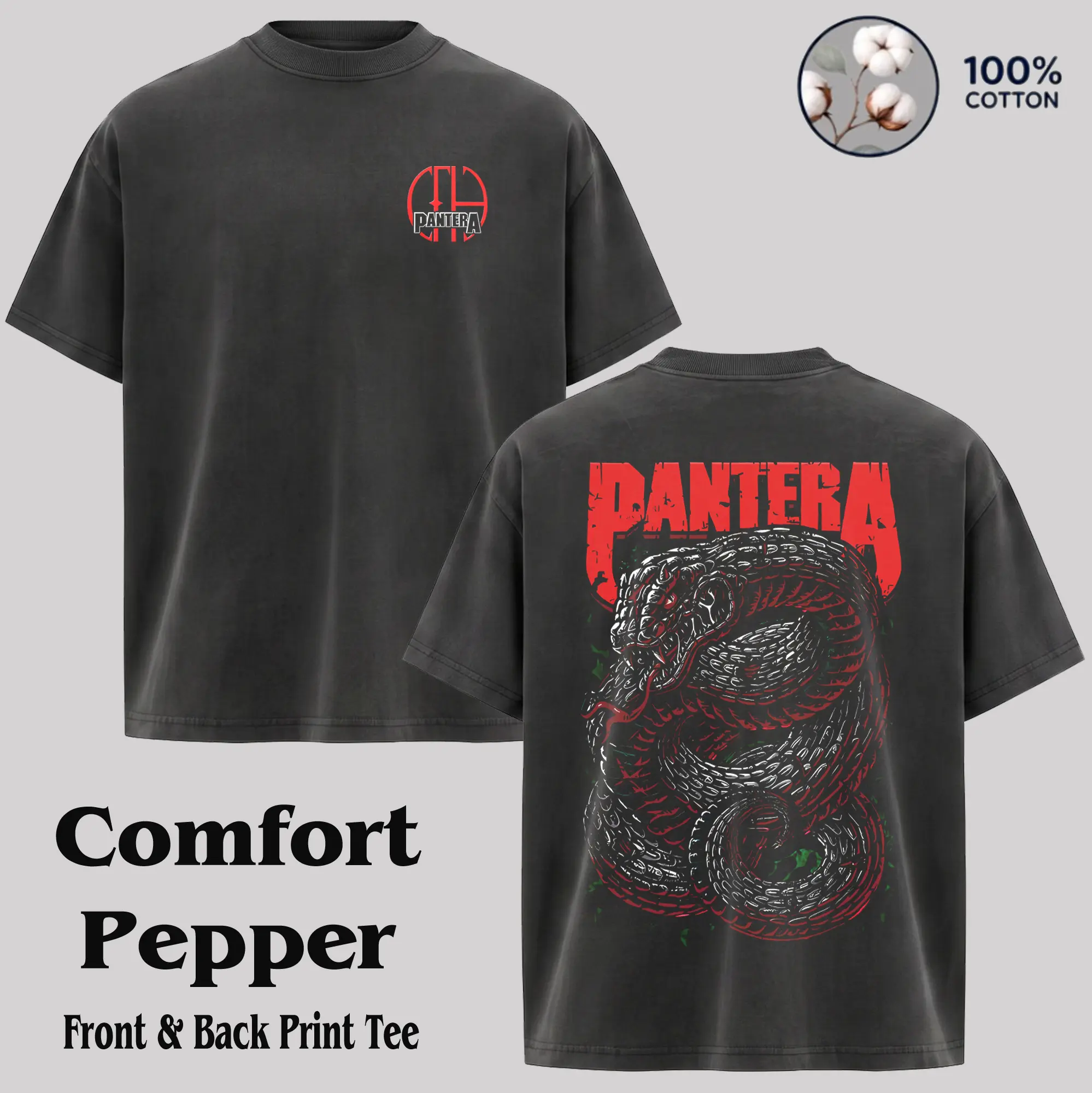 Pantera Band Tour Double-Sided T-shirt& Hoodie, metal band shirt, rock tour t-shirt, alternative band merch, trending t-shirt, 90s graphic tee, vintage graphic tee, grunge aesthetic shirt, classic rock merch Menswear