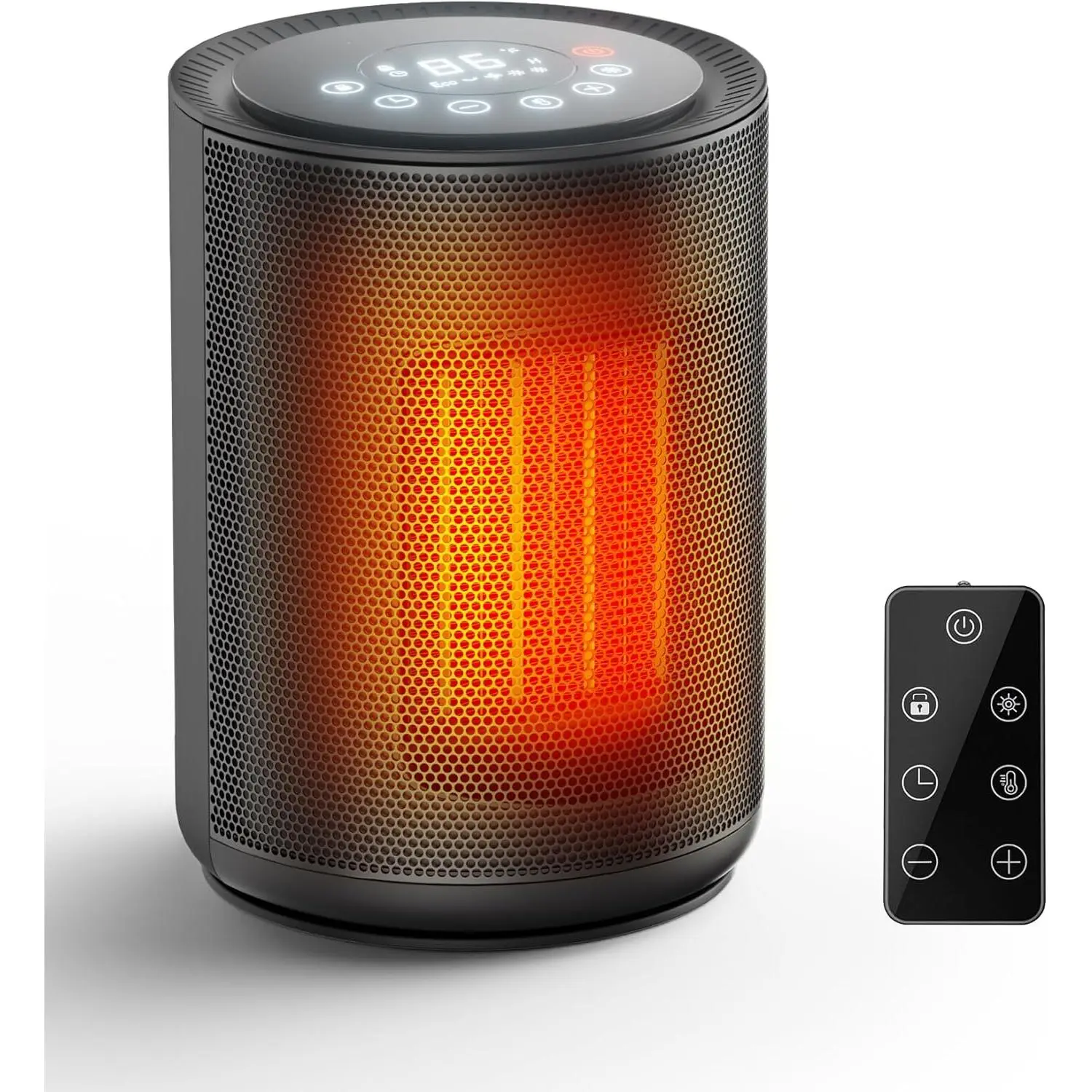 1500W Corded Energy-Efficient Portable Rectangular Electric Space Heater - Synthetic Components, Remote Control, 24H Timer, 3 Heating Modes, Adjustable Temperature, Safety Shut-Off, Silent, Space-Saving, 25*15cm, for Home Indoor Use