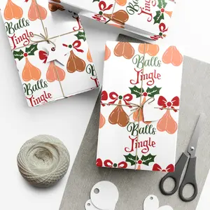 Jingle Balls Funny Wrapping Paper - Adult Christmas Gift Wrap Paper - Naughty Wrapping Paper For Meme Christmas Gift | Wrapping Paper For Adult - Gift For Friends - Paper Gif - Wrap For Holiday - Draw Paper