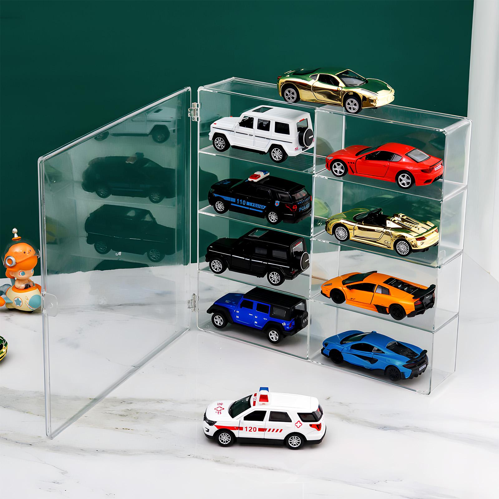 Stackable Acrylic Display Dustproof Case Box for Diecast Cars with Hinged Door, Toy Car Storage Organizer for Hot Wheels Matchbox