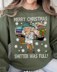 Merry Christmas For Trump Unisex Sweater For Men - For Women,  Shitter Was Full Sweashirt, Vintage Christmas Tshirt, Casual Cotton Top Soft Pullover