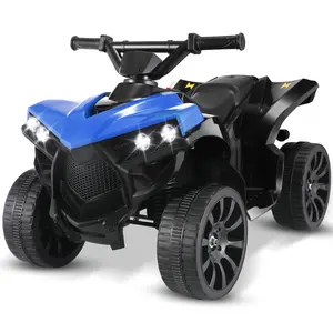 Arlopu 6V electric four-wheeler, kids ride-on toy with music, headlight, pedal accelerator, non-slip tires, indoor and outdoor playroom for boys and girls