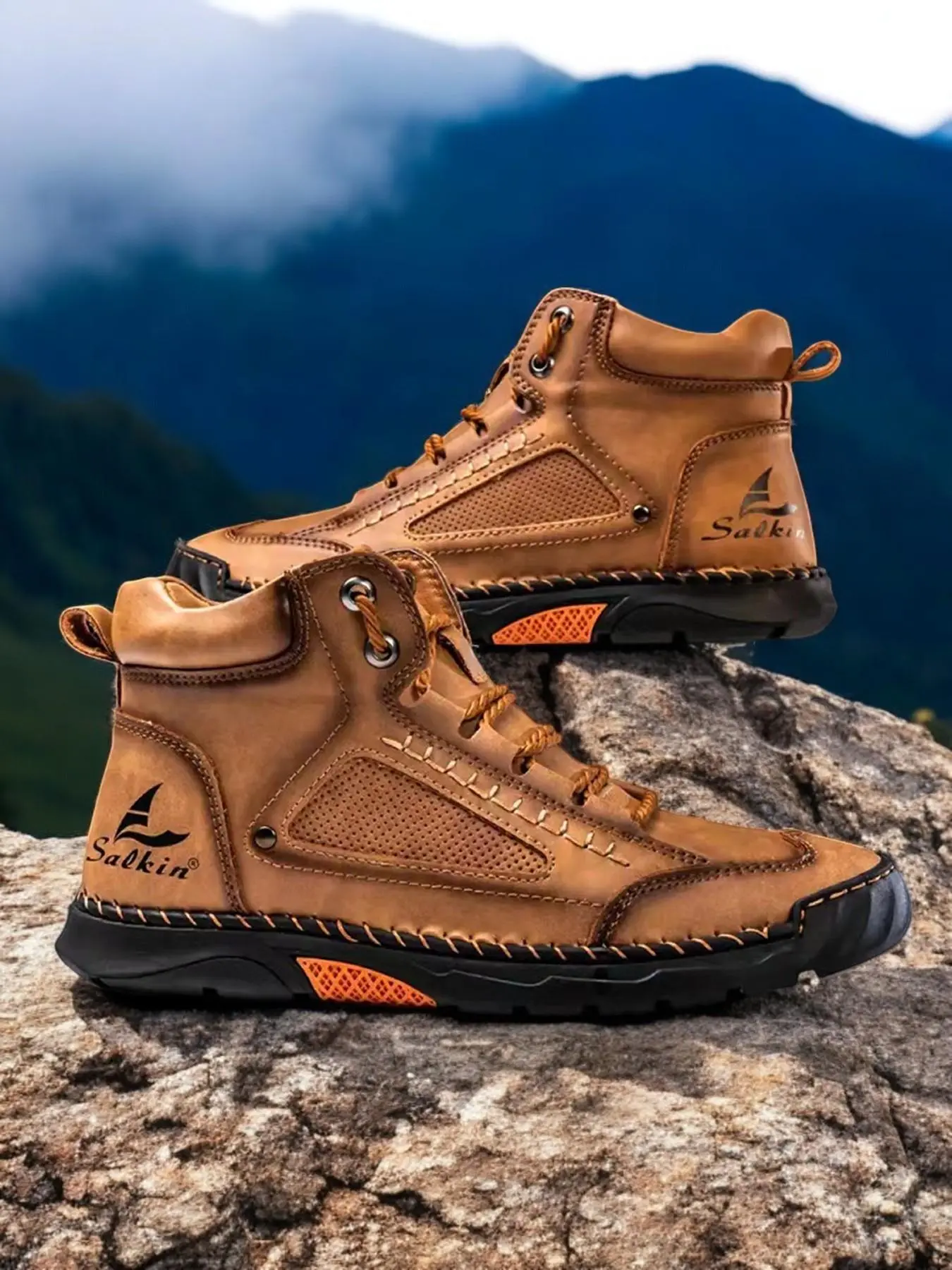 Women's Contrast Mesh Lace Up Hiking Boots, Fashionable Outdoor Sports Boots, Casual Comfortable Sports Shoes for Daily Wear, Soft Hiking Shoes, Trekking Camping Shoes, Hiking Style Shoes, Durable Outdoor Hiking