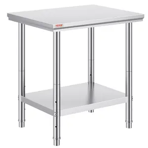 VEVOR Stainless Steel Prep Table, TikTokShopBlackFriday, 24 x 30 x 31 Inch, 700 lbs Load Capacity, Heavy Duty Metal Worktable with 3 Adjustable Height Levels, Commercial Workstation for Kitchen Garage Restaurant Backyard