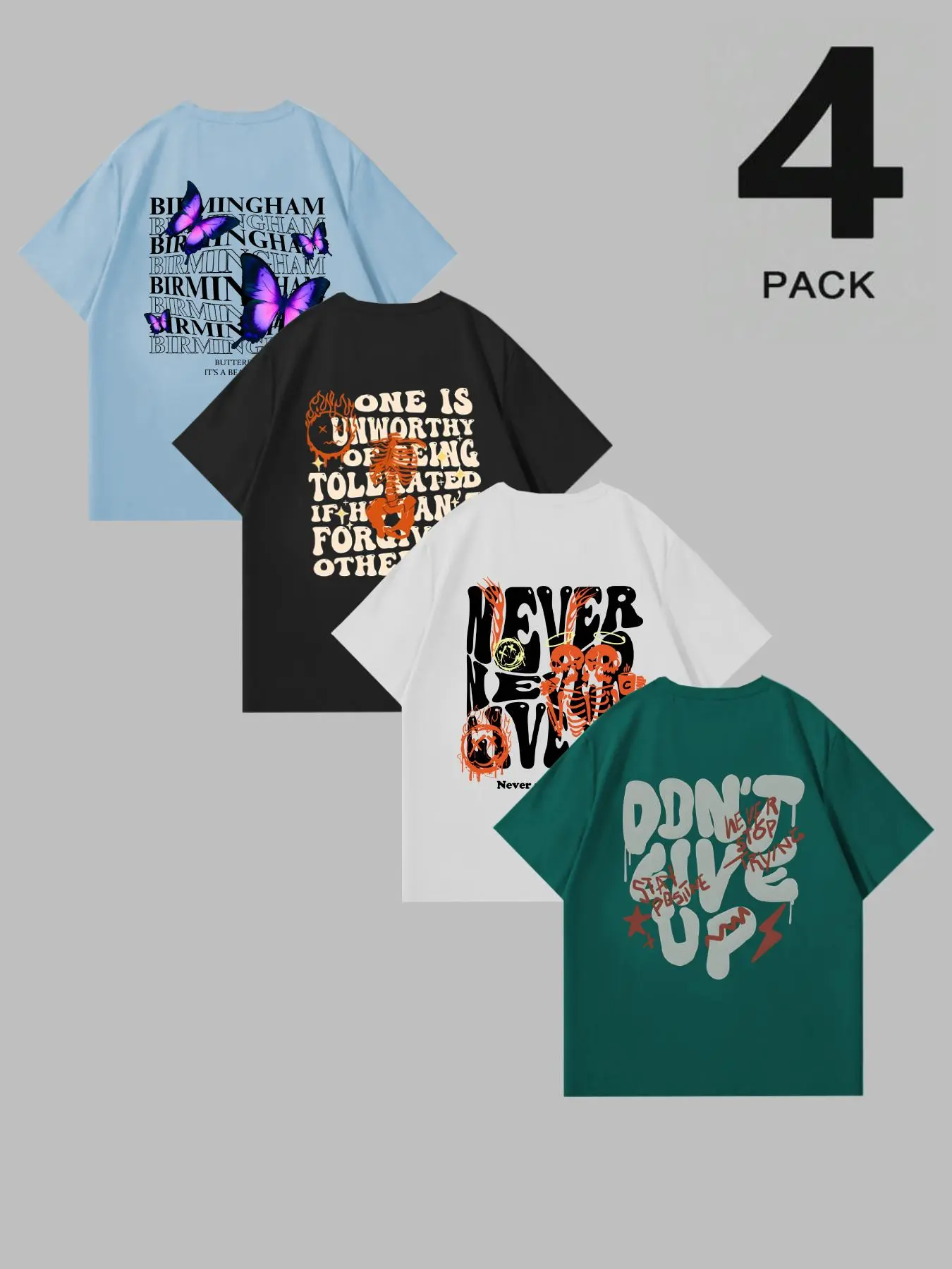 Black and white green light blue