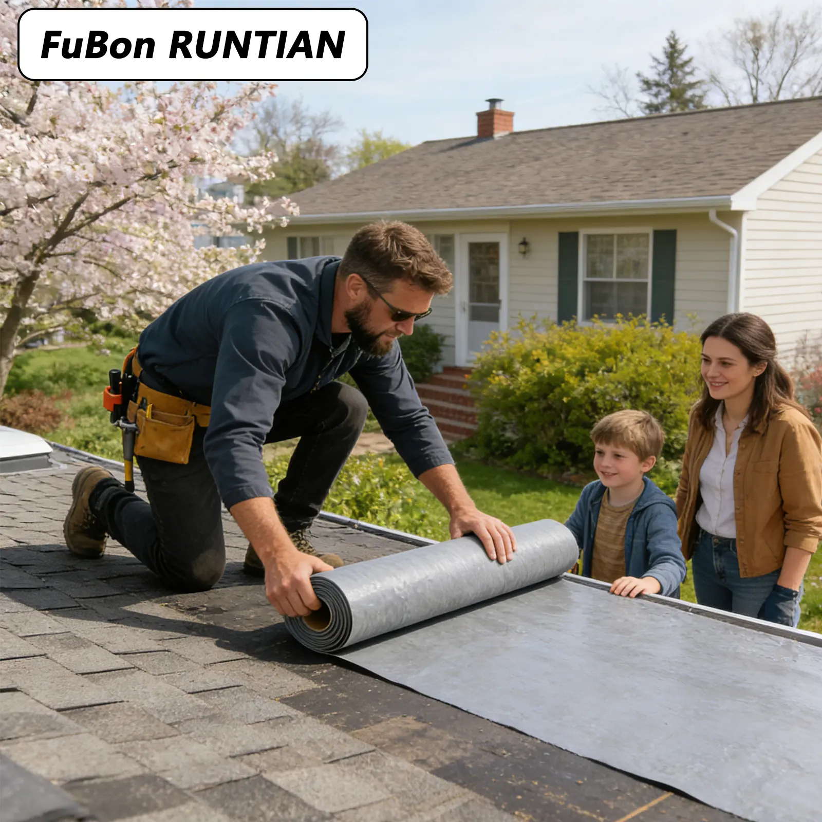 1 Roll set of roof waterproof tape, made of high-density polyethylene material, roof leak proof tape, 19.6in (W) * 5.5yd (L), waterproof and leak proof quick sealing, heat and cold resistance (-76 ° F to 230 ° F), UV and weather resistance, cement cracks,