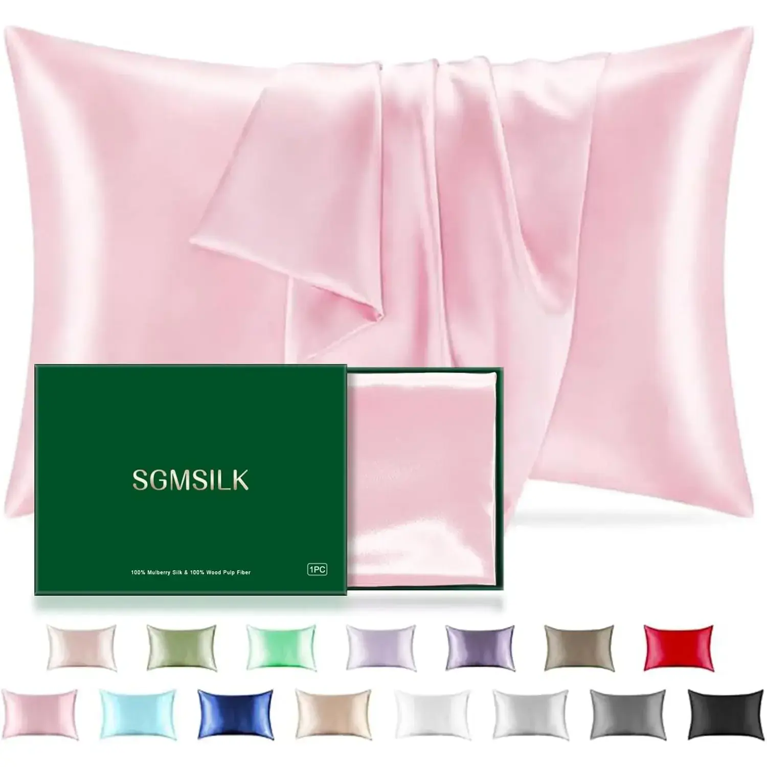 Mulberry Silk Pillowca for Hair and Skin,  22 Momme Natural Silk Pillow Cas with Zipper, 6A Soft and Smooth Single Sided Pure Silk Pillow Cover (Soft Pink, Standard 20"x26")