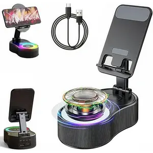 V5.3 Bluetooth Speaker Stand, 360° Rotating Multifunctional Audio Video Stand with HiFi Surround Sound, 8KG Load Capacity for Phones & Tablets, TWS/FM/RGB/NFC