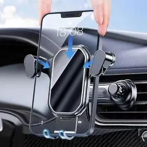 Car Phone Holder Mount Gravity Phone Mount Holder for Car Vent with Extention& Long Air Vent Clip Never Blocking Cell Phone Holder Compatible with iPhone 16 Pro Max 15 14 13 More, Black