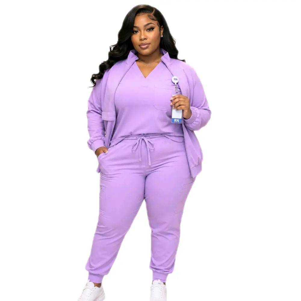 Women's Heart Align 3-Piece Comfort Scrub Set Uniform - Short-Sleeve Top, Jacket, Pants with Comfortable Fabric for Women's Clothes