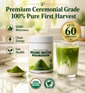 Emerail Organic Ceremonial Grade Matcha Powder (60g/2.1oz, Up to 60 Servings!) - 100% First Harvest, ZERO Bitterness