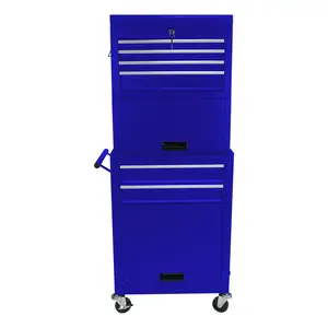 Metal 6-Drawer Lockable Rolling Tool Cabinet with Pull Handles, 4 Universal Rolling Casters, 2-in-1 Detachable Lockable Chest Toolbox, Mobile Storage Organizer for Garage, Workshop, Tool Kit Set, Tools For Mechanics